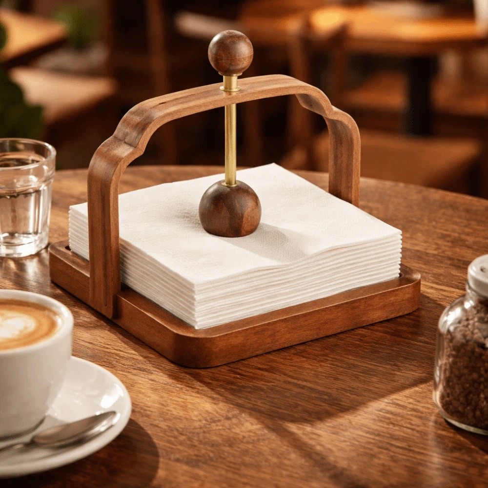 Napkin Stand Retro Walnut Wood - Agar Tissue Culture review and price